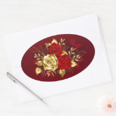 Sticker Ovale Trois Roses de bijoux (Enveloppe)