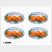 Sticker Ovale Trois Tangerines (Feuille)