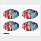 Sticker Ovale TROISIÈME MASQUE, Monogramme (Feuille)