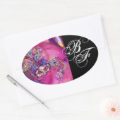 Sticker Ovale TROISIÈME MASQUE, Monogramme Fuchsia Black (Enveloppe)