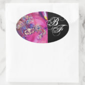 Sticker Ovale TROISIÈME MASQUE, Monogramme Fuchsia Black (Sac)