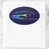 Sticker Ovale Trombone avec Bass Clef (Sac)