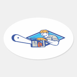 Sticker Ovale Tronçonneuse d'arboriste de chirurgien d'arbre de