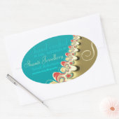 Sticker ovale Tropical Beach Aqua + Gold Étiquette (Enveloppe)