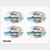 Sticker Ovale Tropical Beach Party (Feuille)