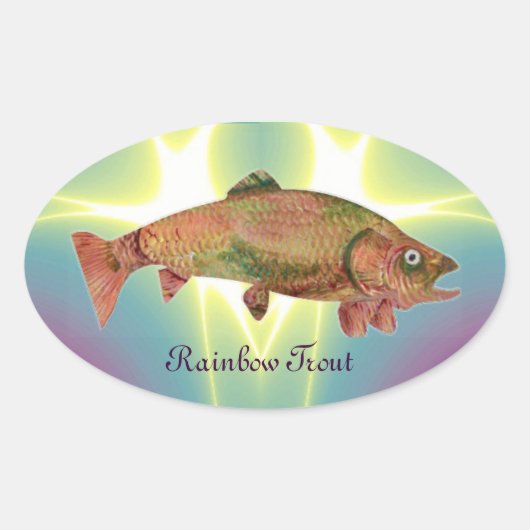 STICKER OVALE TROUT RAINBOW COLORFUL (Devant)
