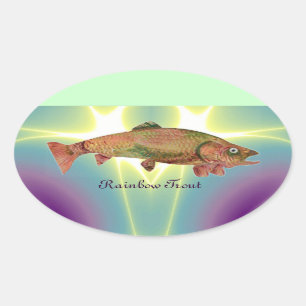 STICKER OVALE TROUT RAINBOW COLORFUL