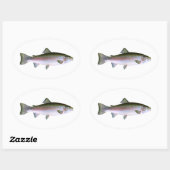Sticker Ovale Truite arc-en-ciel (Feuille)