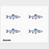 Sticker Ovale Truite arc-en-ciel colorée (Feuille)