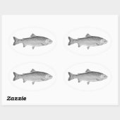 Sticker Ovale truite vintage (Feuille)