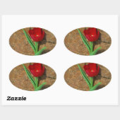 Sticker Ovale Tulipe jaune et rouge (Feuille)