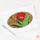 Sticker Ovale Tulipe jaune et rouge (Enveloppe)