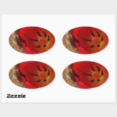Sticker Ovale Tulipe jaune printemps et rouge (Feuille)