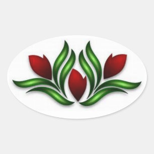 Sticker Ovale Tulipes rouges
