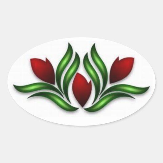 Sticker Ovale Tulipes rouges (Devant)