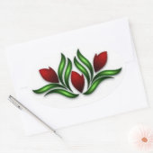 Sticker Ovale Tulipes rouges (Enveloppe)