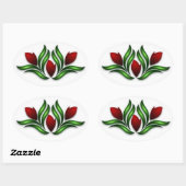 Sticker Ovale Tulipes rouges (Feuille)