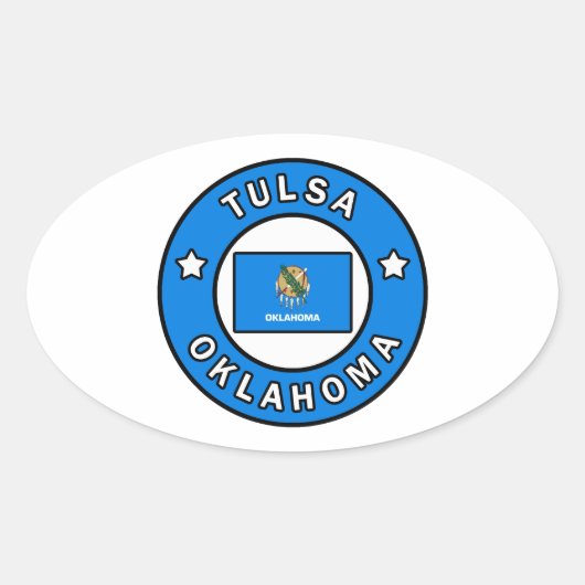 Sticker Ovale Tulsa Oklahoma (Devant)