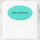 Sticker Ovale Turquoise Bleu Professionnel Moderne Nom élégant (Sac)