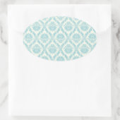 Sticker Ovale Turquoise Blue Damask Envelope Seal Party Favorise (Sac)