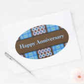 Sticker Ovale Turquoise Brown Joyeux anniversaire (Enveloppe)