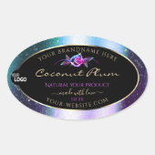 Sticker Ovale Turquoise Parties scintillant violet noir Étiquett (Devant)