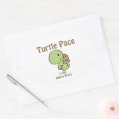 Sticker Ovale Turtle Pace est mon endroit heureux (Enveloppe)