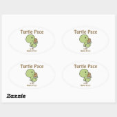 Sticker Ovale Turtle Pace est mon endroit heureux (Feuille)