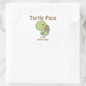Sticker Ovale Turtle Pace est mon endroit heureux (Sac)