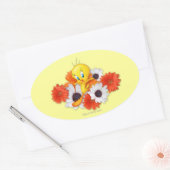 Sticker Ovale TWEETY™ avec marguerites (Enveloppe)