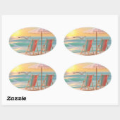 Sticker Ovale "Two Chairs By The Sea" (Feuille)