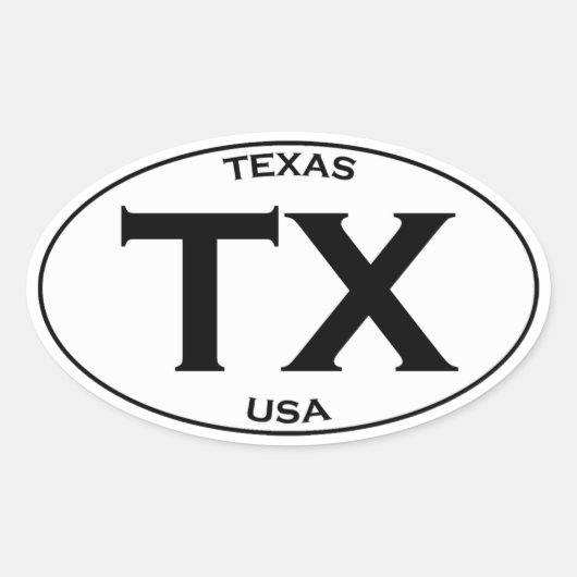Sticker Ovale TX - Texas USA (Devant)
