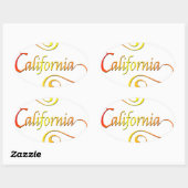 Sticker Ovale Typographie de Californie (Feuille)