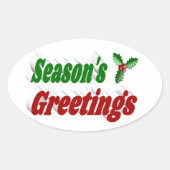 Sticker Ovale Typographie de Noël à Holly Joyeuses Fêtes (Devant)