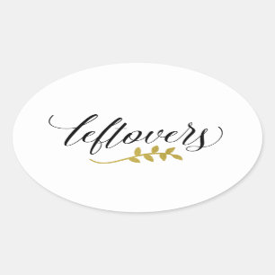 Sticker Ovale Typographie des restes   et branche modernes d'or