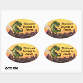 Sticker Ovale Tyrannosaurus Rex Écriture Stuart (Feuille)