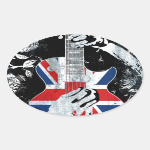 Sticker Ovale UK Music Guitare Life