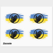 Sticker Ovale Ukraine prier drapeau bleu jaune (Feuille)