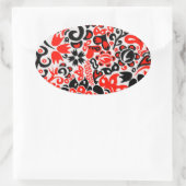 Sticker Ovale Ukrainian ethnic folk art floral pattern absrtact (Sac)