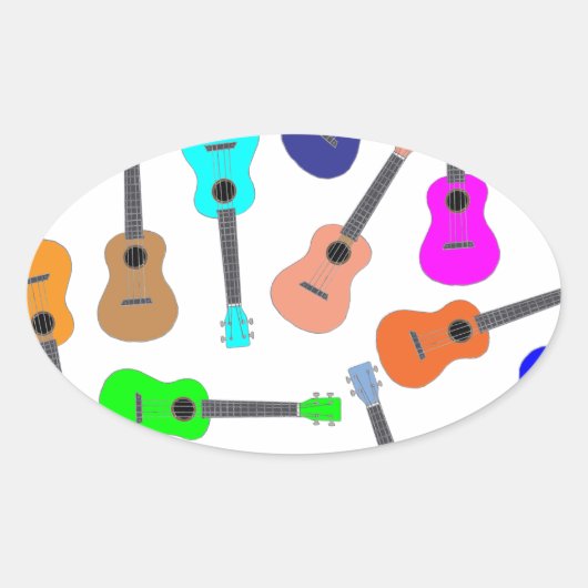 Sticker Ovale Ukulele Arc-en-ciel (Devant)