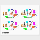 Sticker Ovale Ukulele Arc-en-ciel (Feuille)
