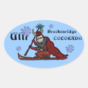 Sticker Ovale Ullr, dieu des neiges Breckenridge Colorado sticke
