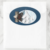 Sticker Ovale Un bateau pirate (Sac)