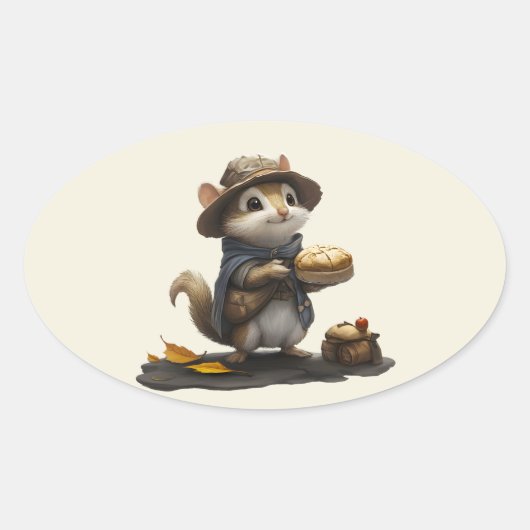 Sticker Ovale Un Chipmunk de l'ancien bloc (Devant)