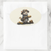 Sticker Ovale Un Chipmunk de l'ancien bloc (Sac)