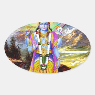 STICKER OVALE UN DIEU INDOU VISHNU