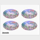 Sticker Ovale Un paradis mauve (Feuille)