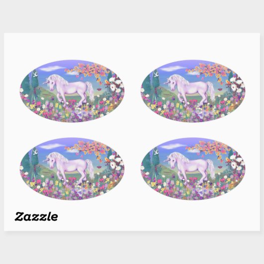 Sticker Ovale Un paradis mauve (Feuille)