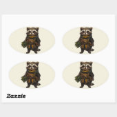 Sticker Ovale Un Racoon Rastique (Feuille)