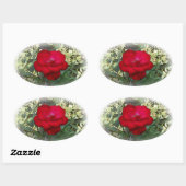 Sticker Ovale Un rose solitaire (Feuille)